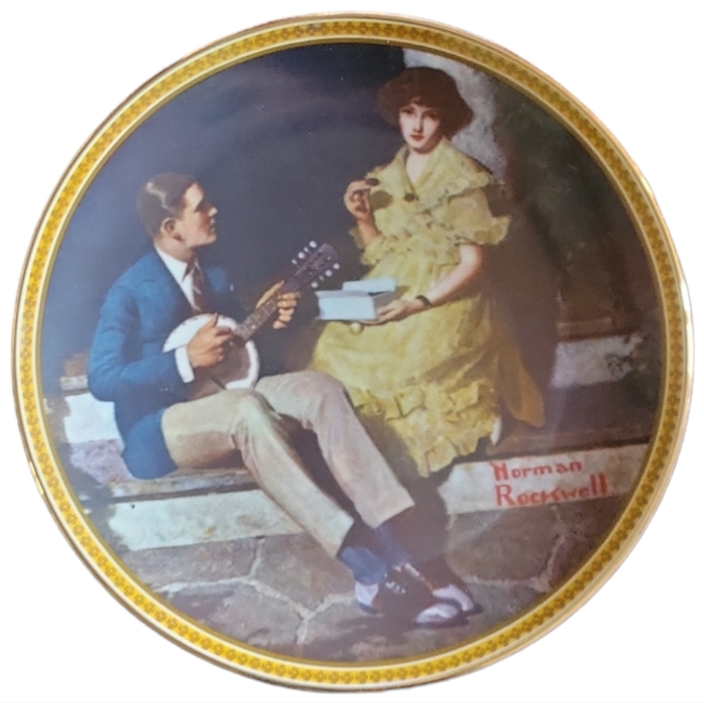 Vtg 82 Knowles Norman Rockwell Collector's Plate "Pondering On The Porch" LE COA